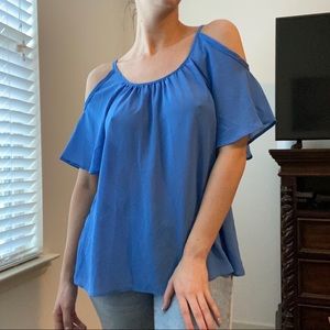SOLD Blue open sleeve and back top